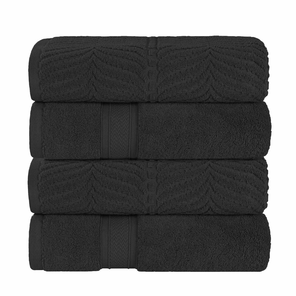 Chevron Zero Twist Solid and Jacquard Soft Cotton Bath Towel Set of 4