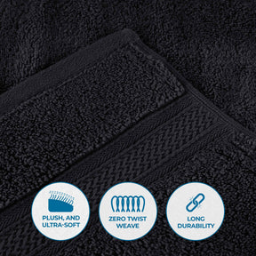 Chevron Zero Twist Solid Soft Absorbent Cotton 3 Piece Towel Set