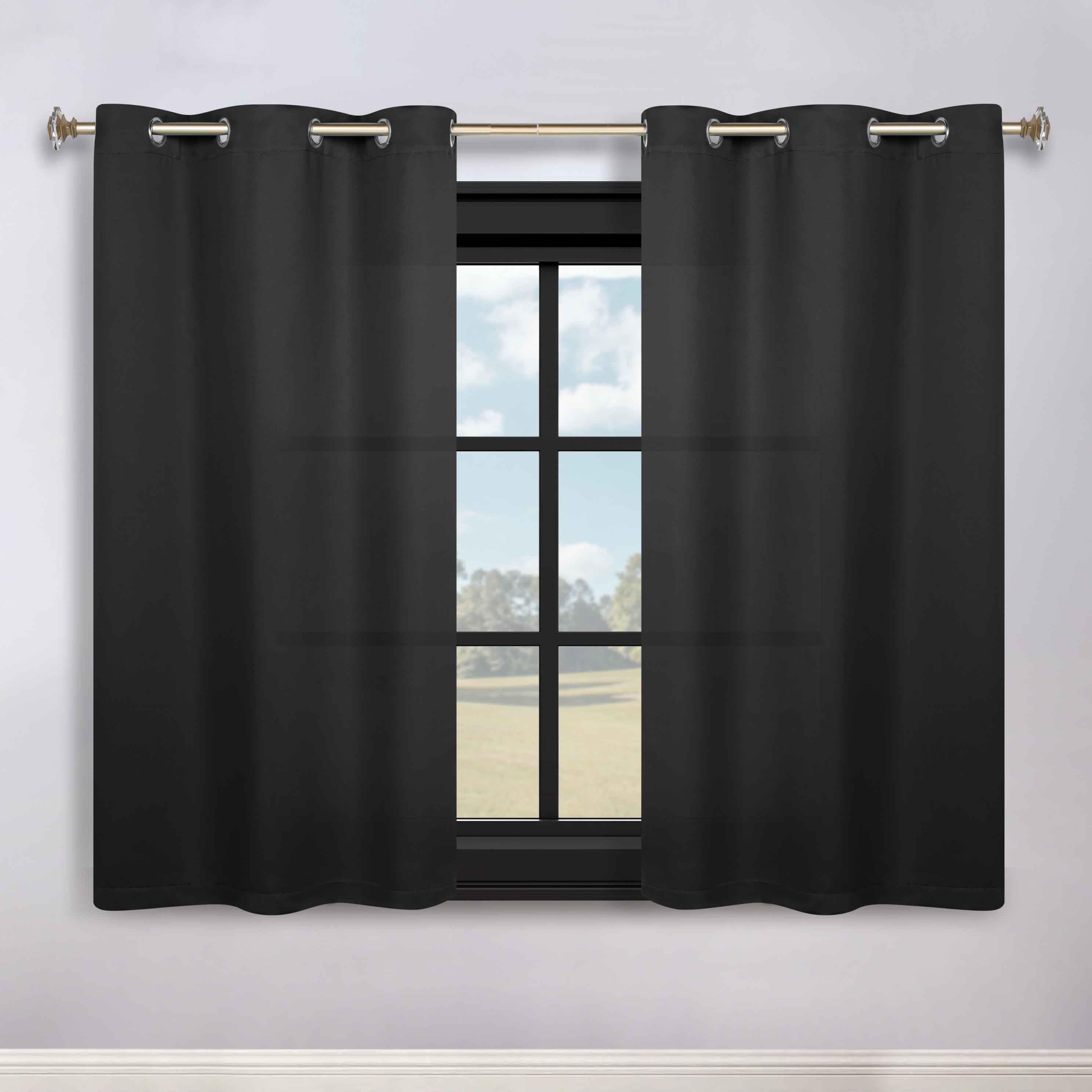 Classic Modern Solid Room Darkening Blackout Curtain Panels, Set of 2