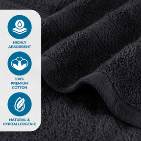 Chevron Zero Twist Solid Soft Absorbent Cotton 3 Piece Towel Set