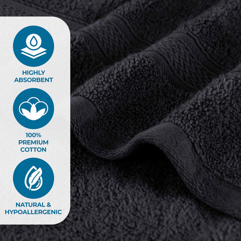 Chevron Zero Twist Solid Soft Absorbent Cotton 3 Piece Towel Set