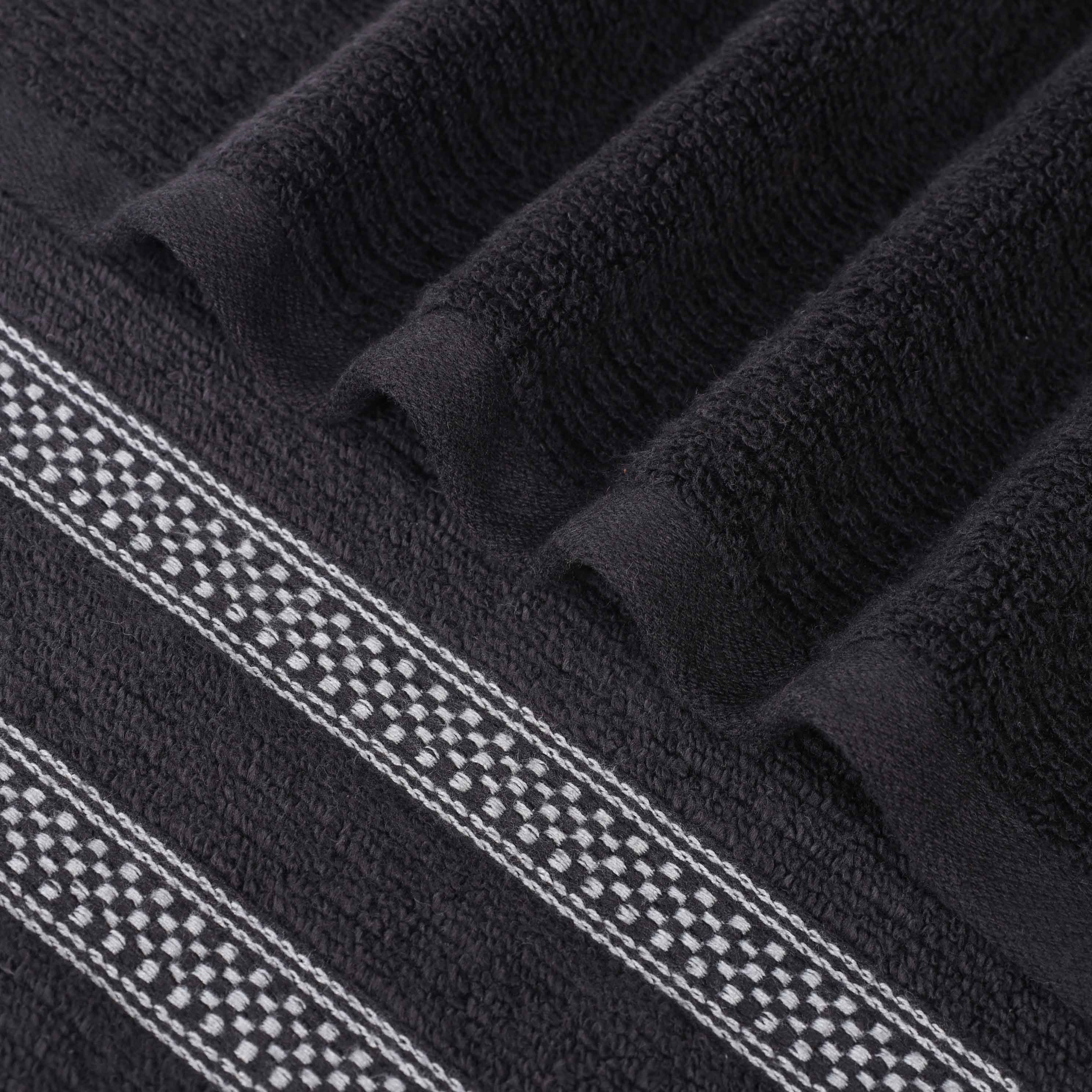 Brea Zero Twist Cotton Ribbed Geometric Border 12 Piece Towel Set