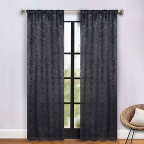 Leaves Room Darkening Washable Blackout Curtain Panels, Set of 2