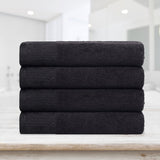 Cotton Floral Jacquard Border Bath Towel Set of 4 - Wisteria