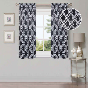 Ribbon Trellis Washable Room Darkening Blackout Curtains, Set of 2