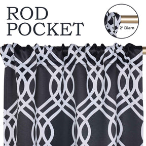 Ribbon Trellis Washable Room Darkening Blackout Curtains, Set of 2