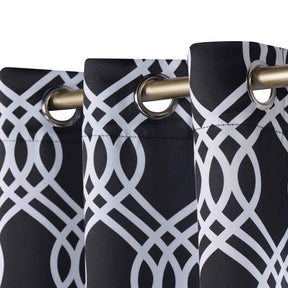 Ribbon Trellis Washable Room Darkening Blackout Curtains, Set of 2
