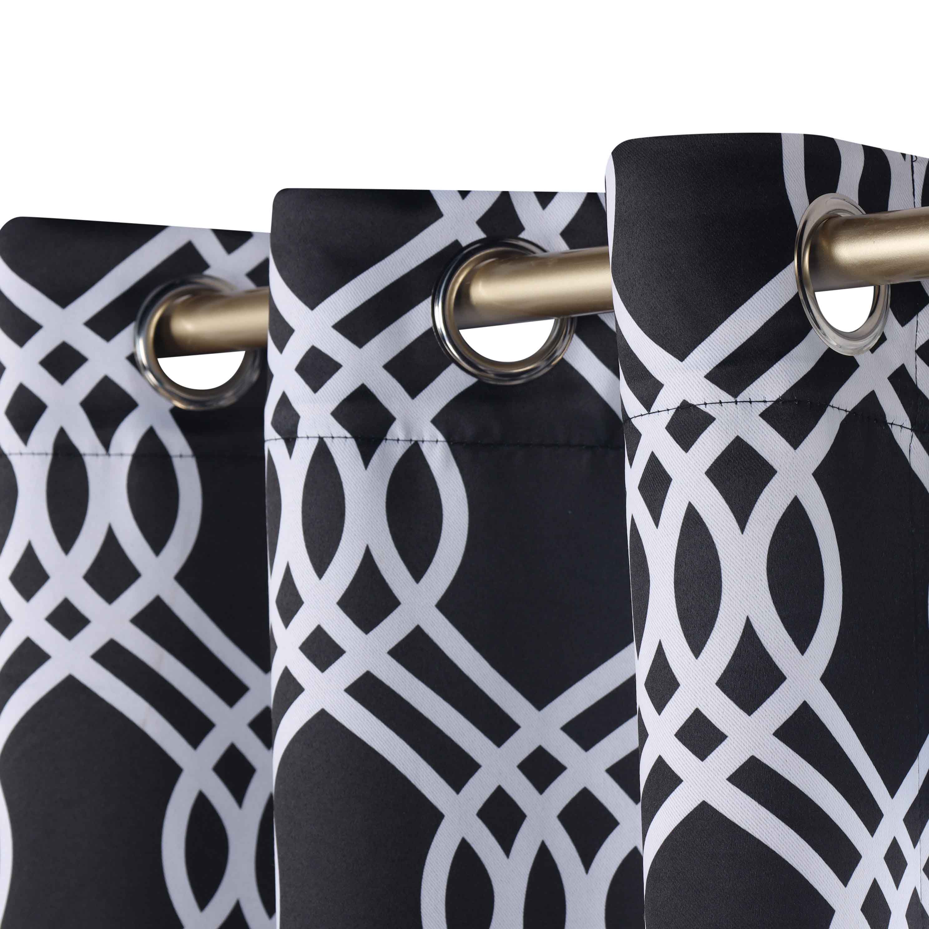 Ribbon Trellis Washable Room Darkening Blackout Curtains, Set of 2