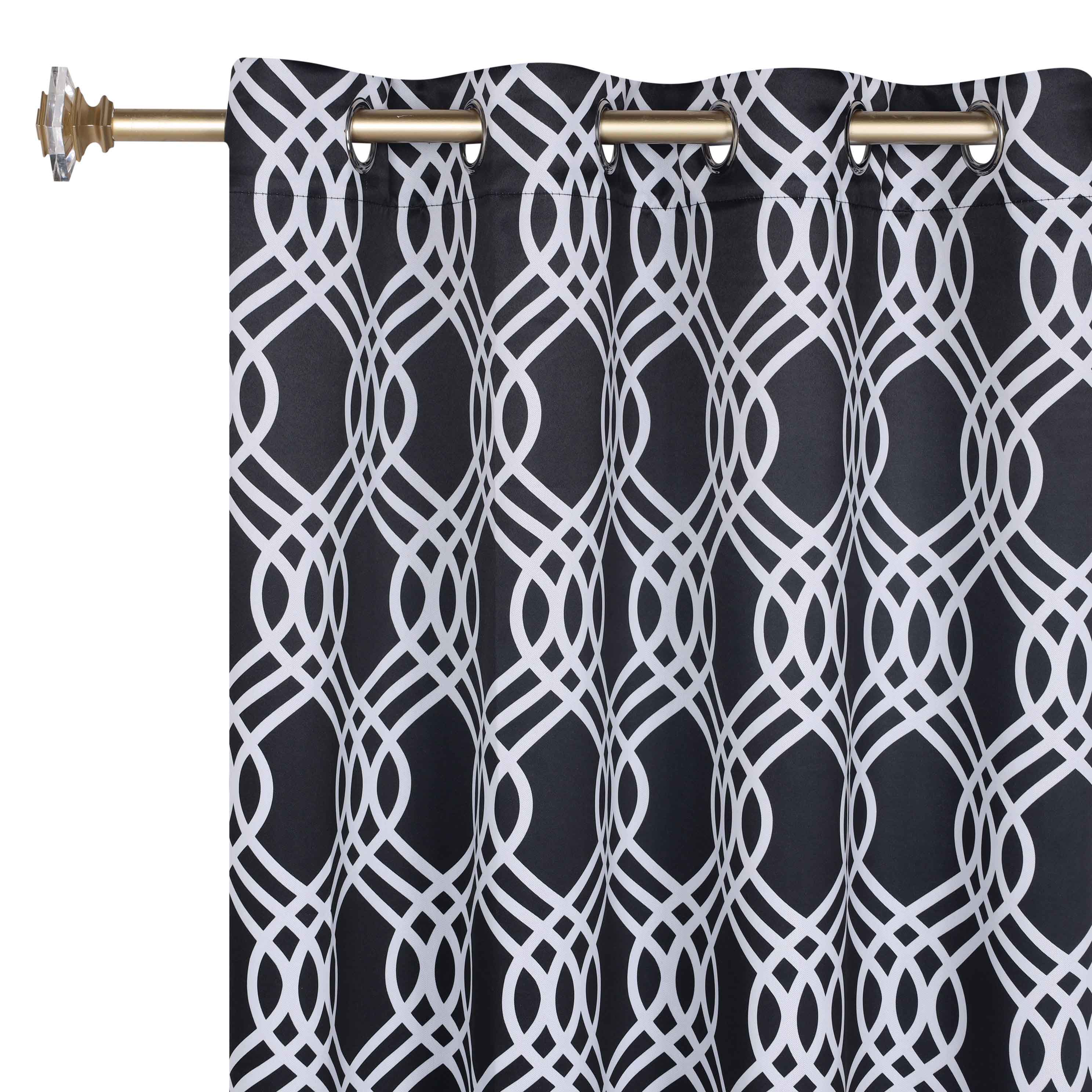 Ribbon Trellis Washable Room Darkening Blackout Curtains, Set of 2