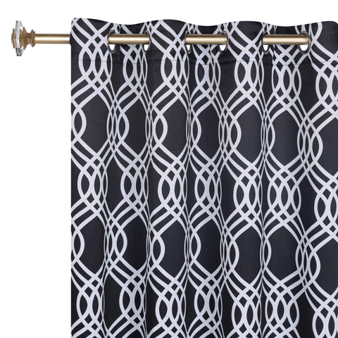 Ribbon Trellis Washable Room Darkening Blackout Curtains, Set of 2