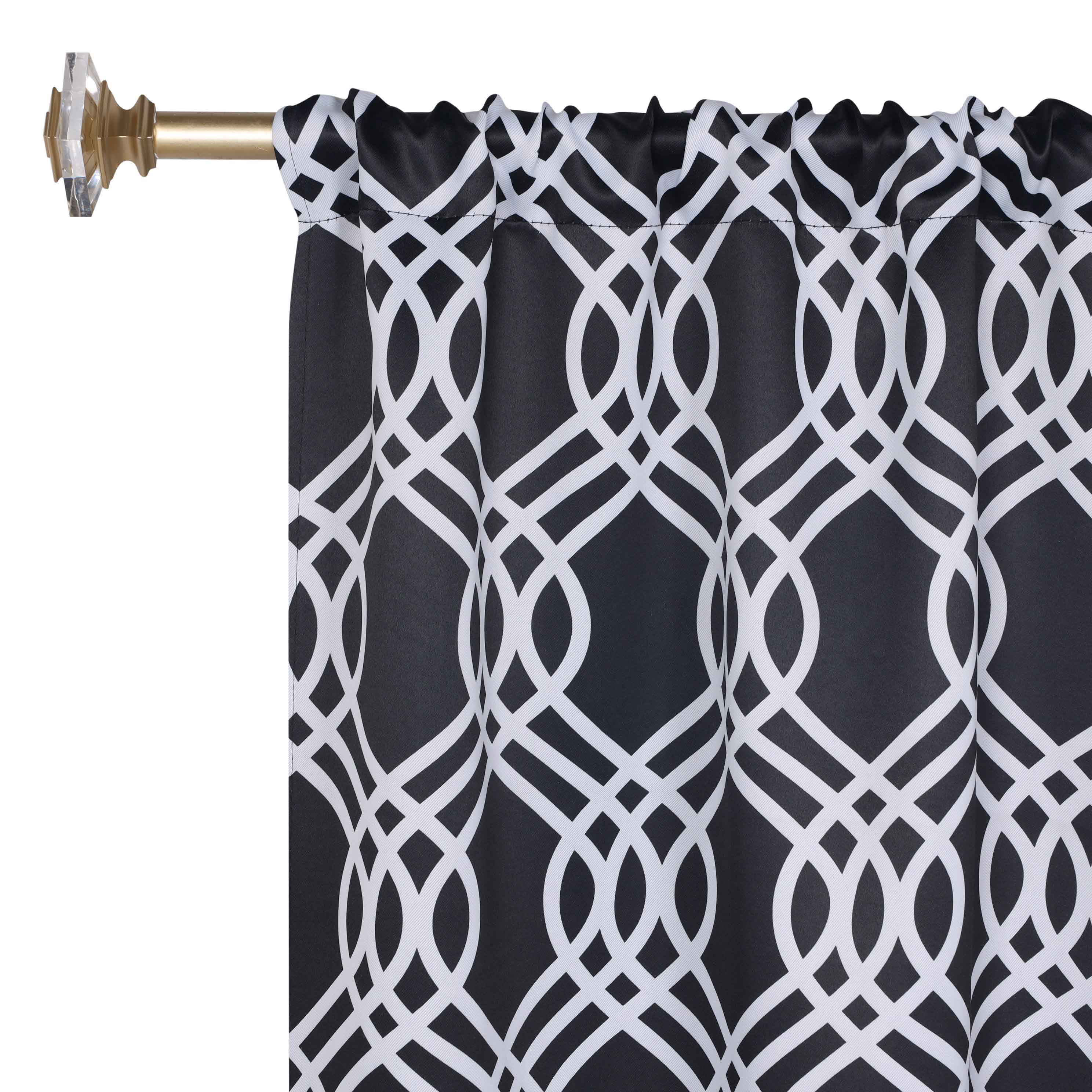Ribbon Trellis Washable Room Darkening Blackout Curtains, Set of 2