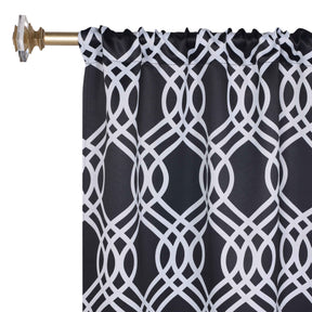 Ribbon Trellis Washable Room Darkening Blackout Curtains, Set of 2