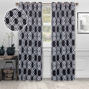 Ribbon Trellis Washable Room Darkening Blackout Curtains, Set of 2