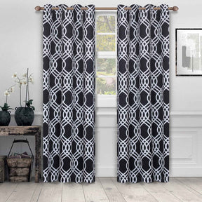 Ribbon Trellis Washable Room Darkening Blackout Curtains, Set of 2