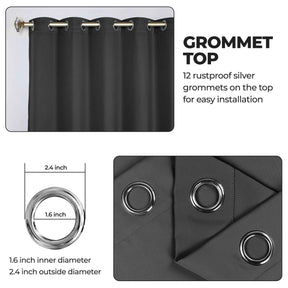Classic Modern Solid Room Darkening Blackout Curtain Panels, Set of 2