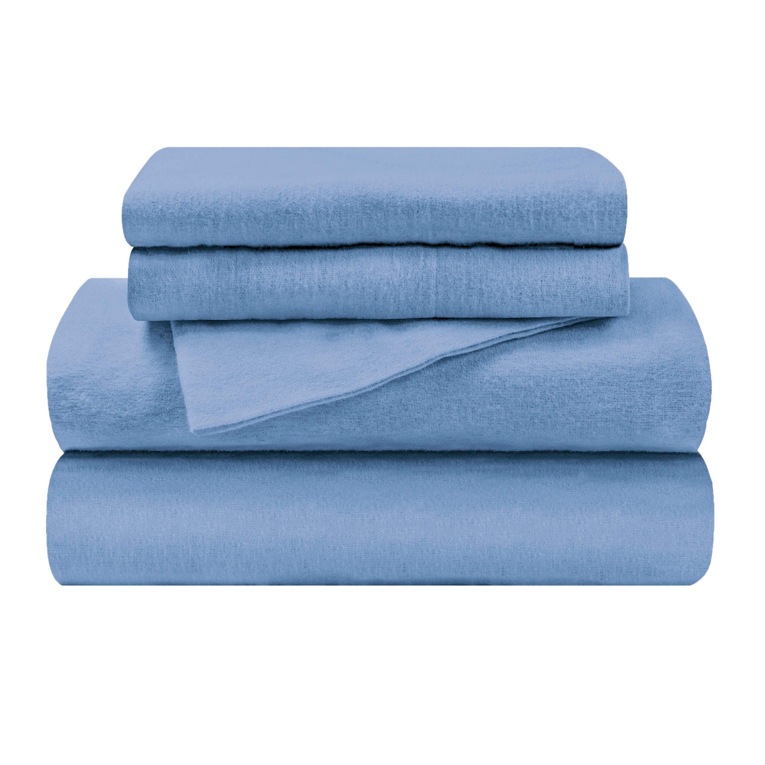 Cotton Flannel Solid Deep Pocket Bed Sheet Set