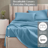 1200 Thread Count Cotton Rich Bed Sheet Set Solid Deep Pocket