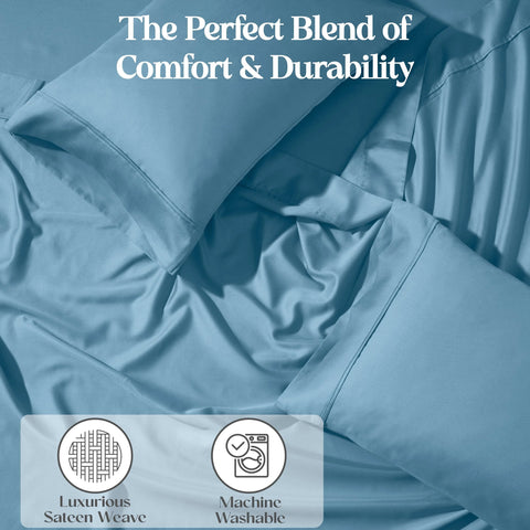 1200 Thread Count Cotton Rich Bed Sheet Set Solid Deep Pocket