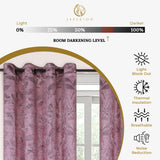 Leaves Machine Washable Room Darkening Blackout Curtains, Set of 2