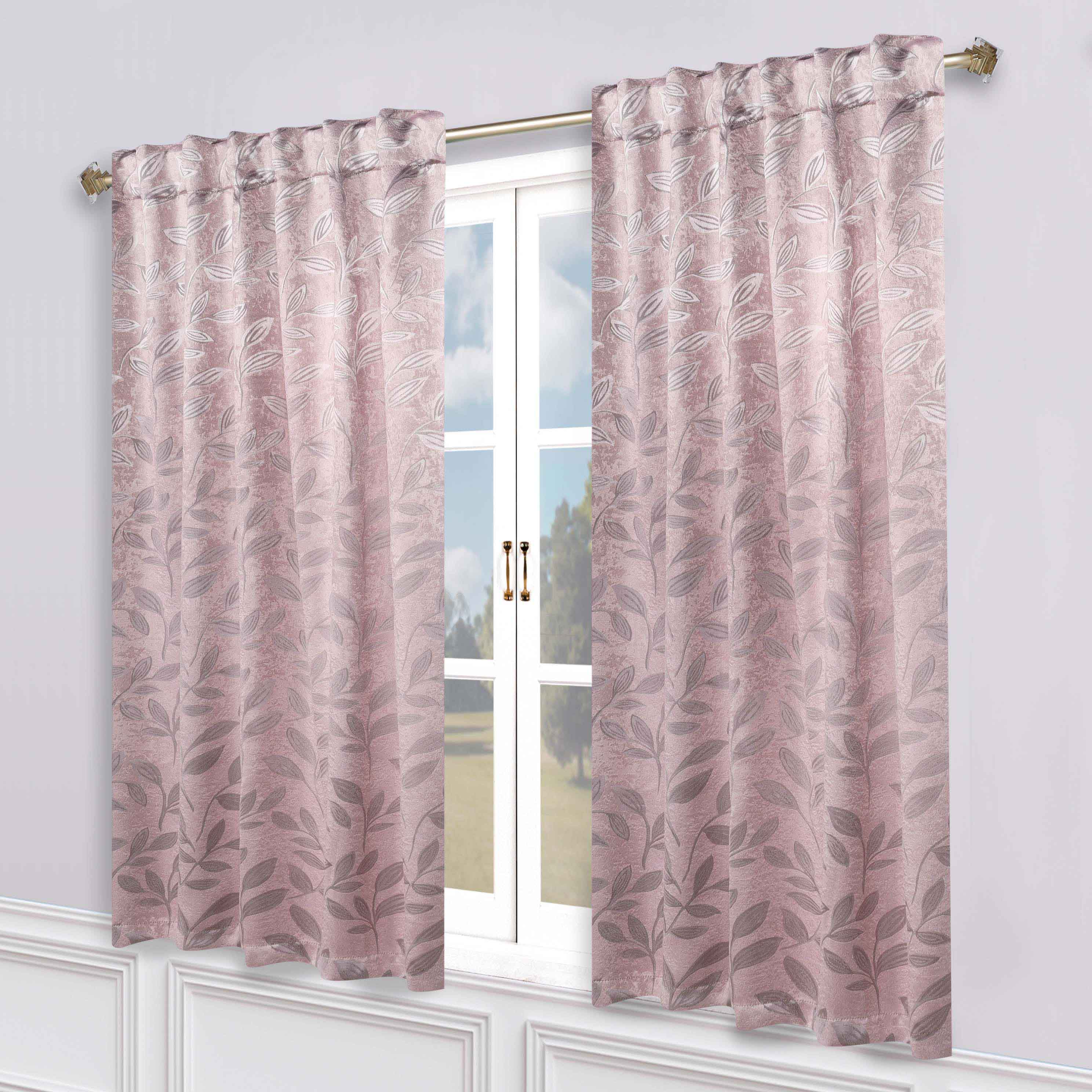 Leaves Room Darkening Back Tabs Blackout Curtain Panels, Set of 2