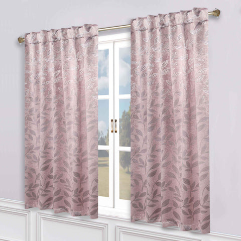 Leaves Room Darkening Back Tabs Blackout Curtain Panels, Set of 2
