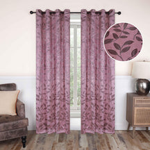 Leaves Machine Washable Room Darkening Blackout Curtains 4 Pieces