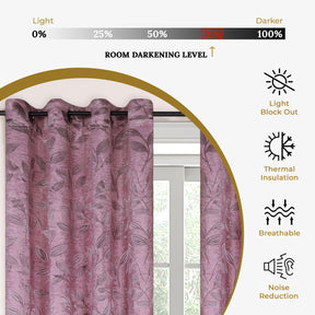Leaves Machine Washable Room Darkening Blackout Curtains 4 Pieces