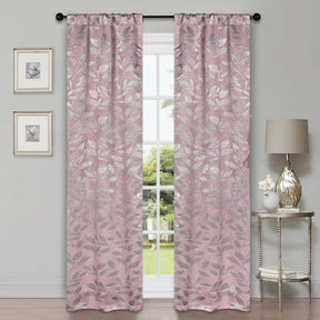 Leaves Room Darkening Washable Blackout Curtain Panels, Set of 2