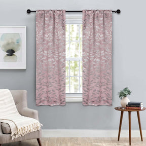 Leaves Room Darkening Washable Blackout Curtain Panels, Set of 2