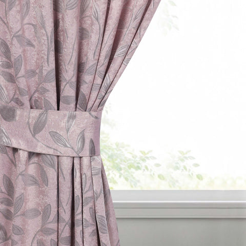 Blackout Window Curtains Leaves Pattern Room Darkening Set of 2