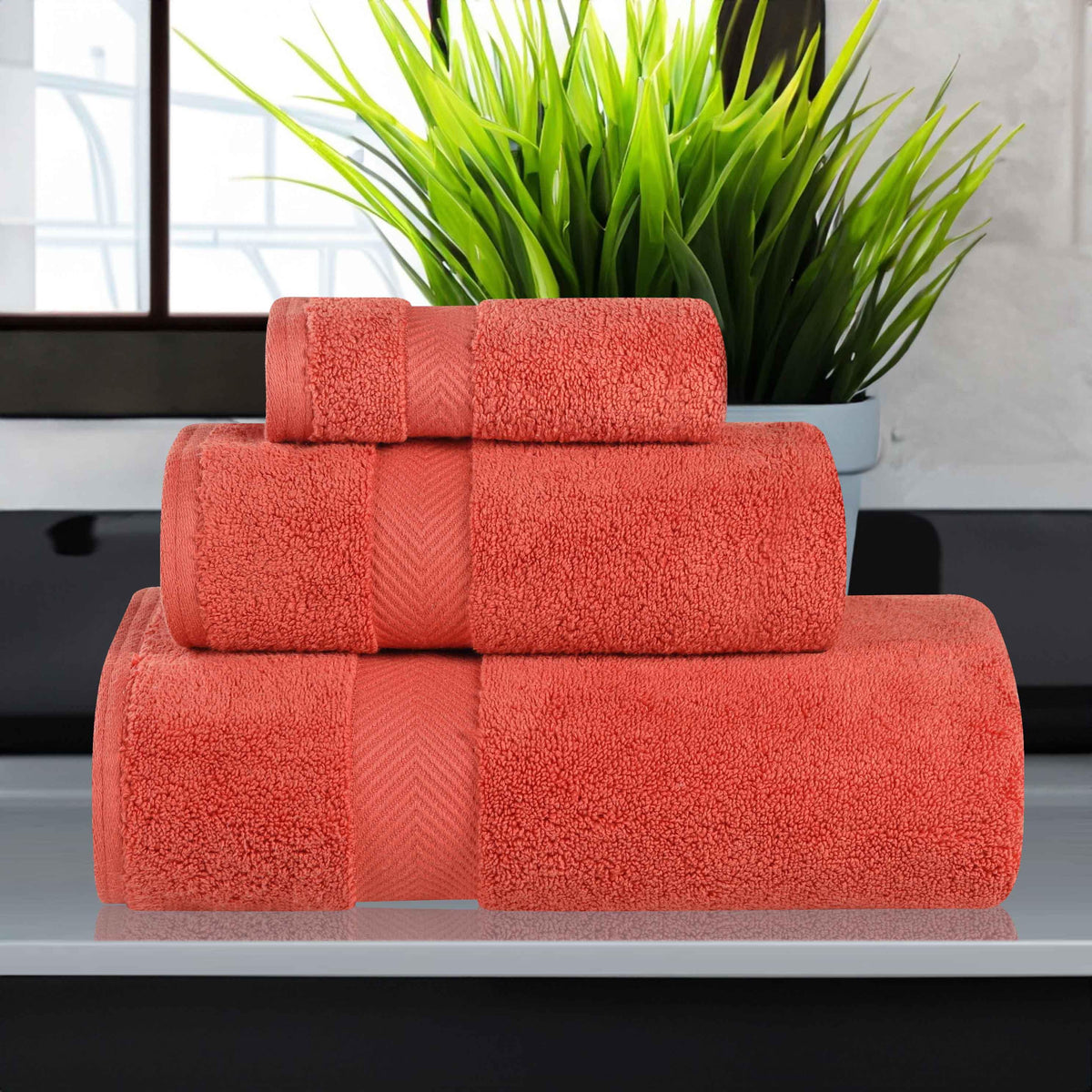 3 Piece Zero Twist Cotton Towels Soft Absorbent