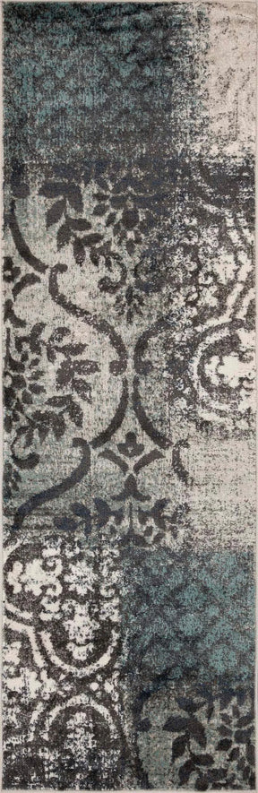 Bristol Distressed Abstract Damask Indoor Area Rug or Runner Rug