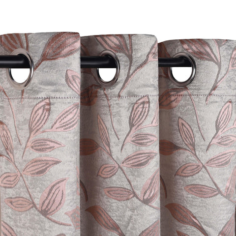 Leaves Machine Washable Room Darkening Blackout Curtains, Set of 2