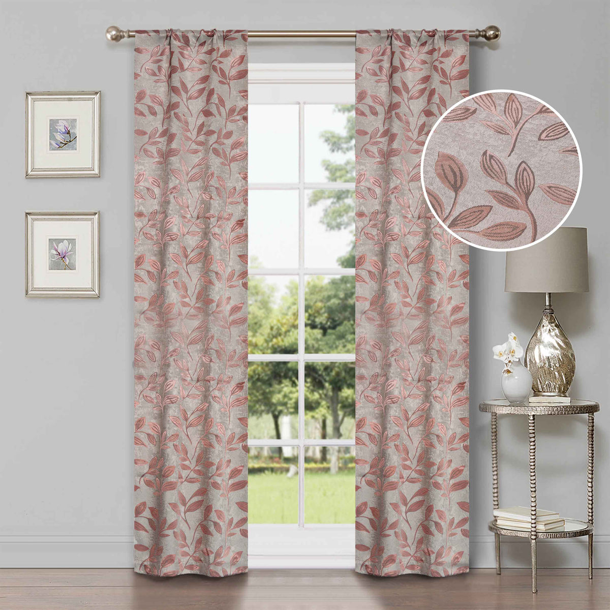 Leaves Room Darkening Blackout Curtain Panel Sets 4 Pieces