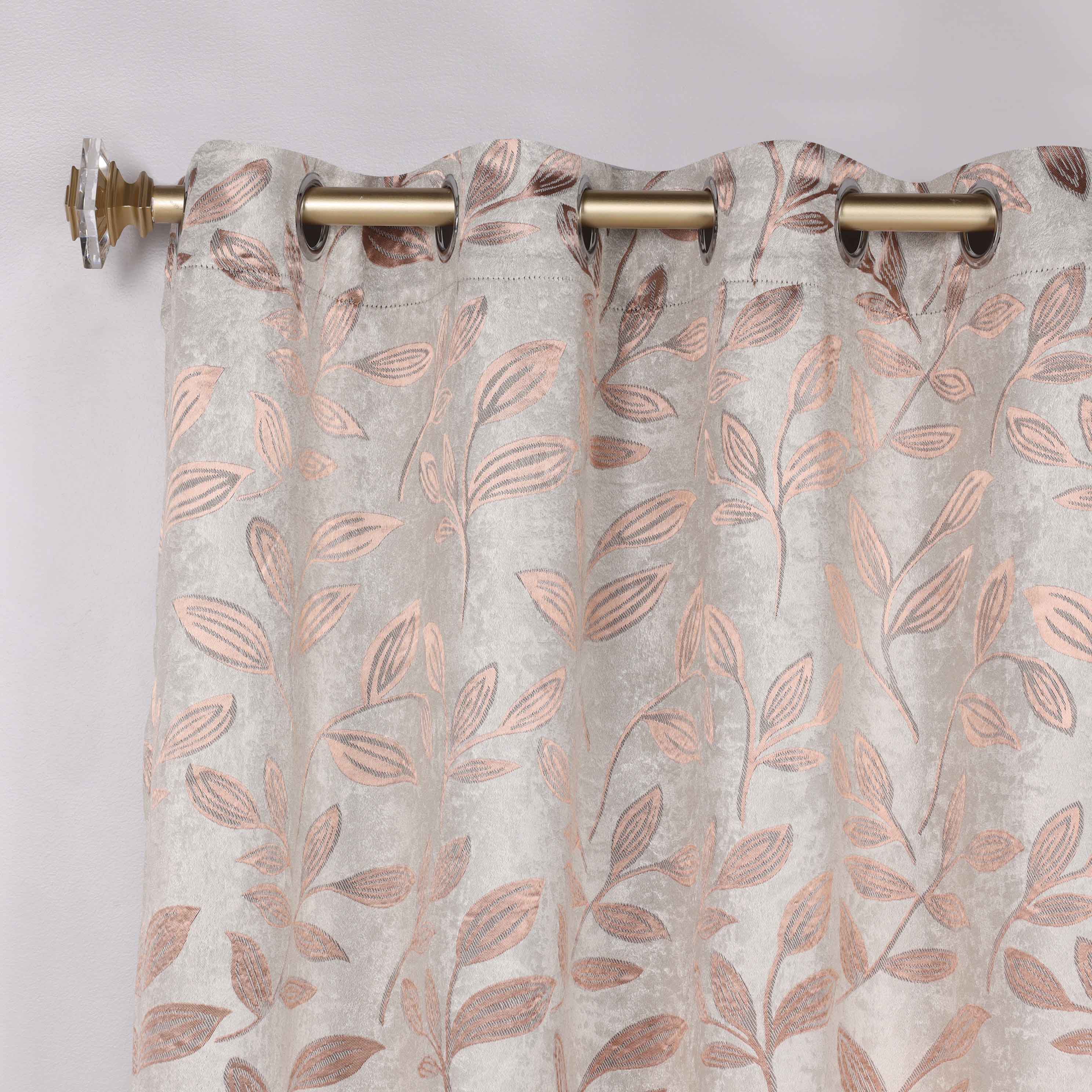 Leaves Room Darkening Washable Blackout Curtain Panels, Set of 2