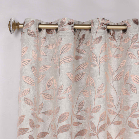 Leaves Room Darkening Washable Blackout Curtain Panels, Set of 2