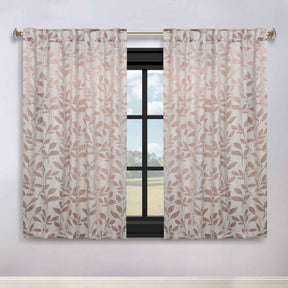 Leaves Room Darkening Back Tabs Blackout Curtain Panels, Set of 2