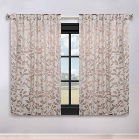 Leaves Room Darkening Back Tabs Blackout Curtain Panels, Set of 2