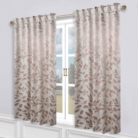 Leaves Room Darkening Back Tabs Blackout Curtain Panels, Set of 2