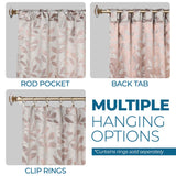 Leaves Room Darkening Back Tabs Blackout Curtain Panels, Set of 2