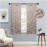 Leaves Room Darkening Washable Blackout Curtain Panels, Set of 2