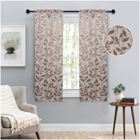 Leaves Room Darkening Washable Blackout Curtain Panels, Set of 2