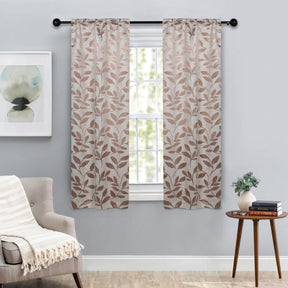 Leaves Room Darkening Washable Blackout Curtain Panels, Set of 2