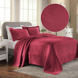 Lightweight Cotton Bedspread Sets 3-Piece Geometric Fret Jacquard Matelassé Scalloped