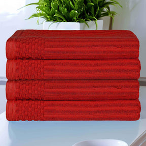 Soho Ribbed Cotton Absorbent Bath Towel Set of 4
