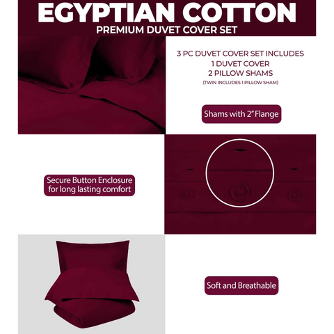 400 Thread Count Egyptian Cotton Solid Duvet Cover