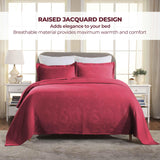Lightweight Cotton Bedspread Sets 3-Piece Geometric Fret Jacquard Matelassé Scalloped