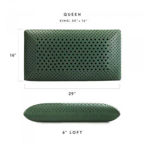 Queen size green perforated pillow with 6-inch loft, ideal for luxury bedding sets