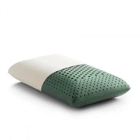 Green and white perforated memory foam pillow for comfortable sleep