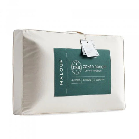 Malouf Zoned Dough pillow with CBD oil infusion, luxury bedding comfort